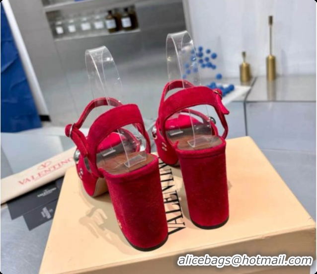 Buy Luxury Valentino Nellcôte Platform Sandal In Split Leather 90MM Red 2026 6081473
