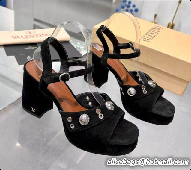 Low Cost Valentino Nellcôte Platform Sandal In Split Leather 90MM Black 6081474 2026