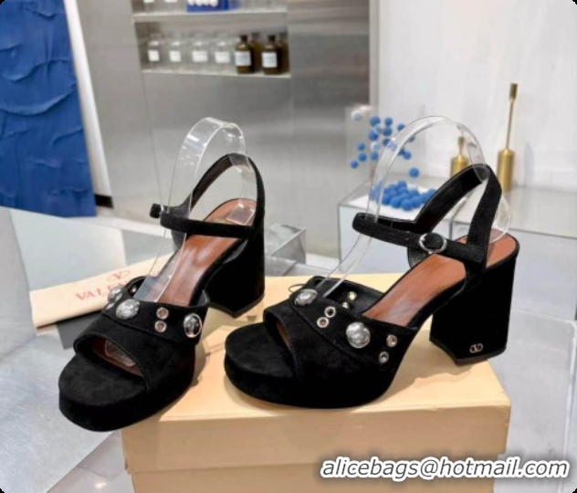 Low Cost Valentino Nellcôte Platform Sandal In Split Leather 90MM Black 6081474 2026