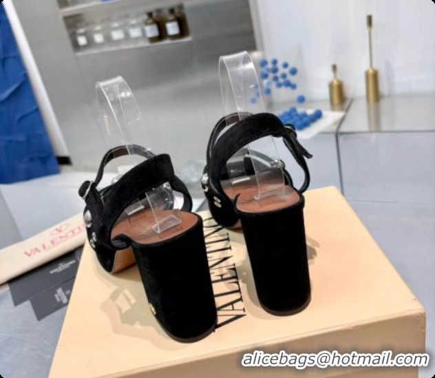 Low Cost Valentino Nellcôte Platform Sandal In Split Leather 90MM Black 6081474 2026
