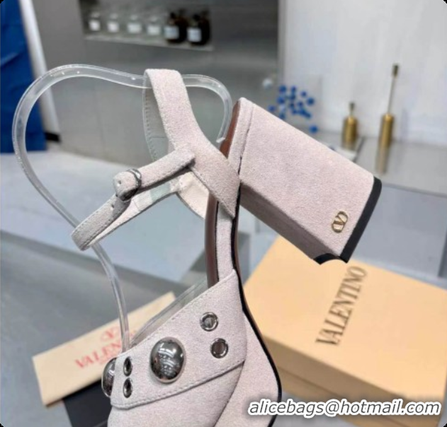 Top Grade Valentino Nellc?te Platform Sandal In Split Leather 90MM Light Grey 6081475 2026
