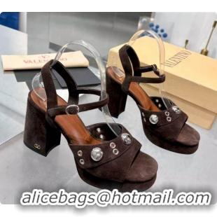 Buy Discount Valentino Nellcôte Platform Sandal In Split Leather 90MM Dark Brown 6081477 2026