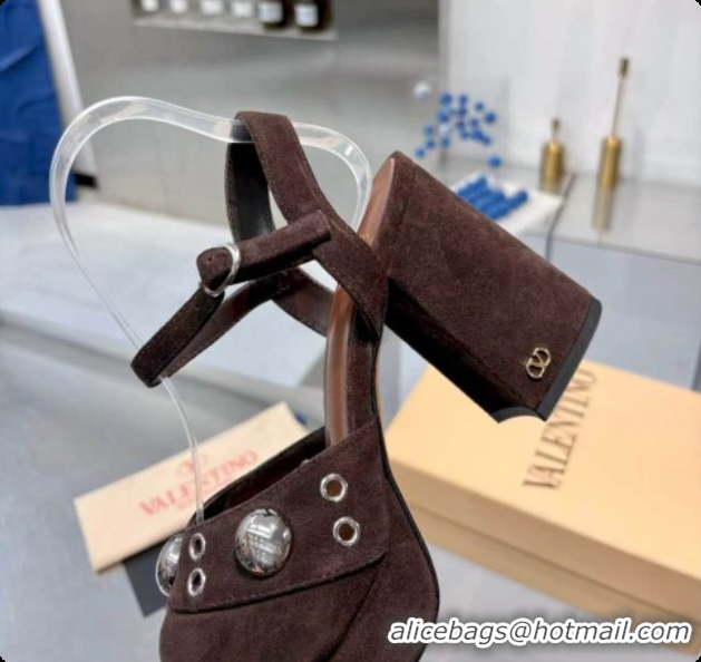 Buy Discount Valentino Nellcôte Platform Sandal In Split Leather 90MM Dark Brown 6081477 2026