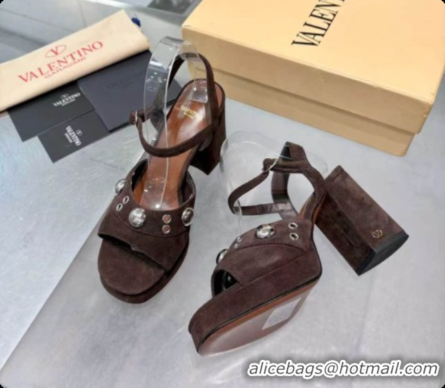 Buy Discount Valentino Nellcôte Platform Sandal In Split Leather 90MM Dark Brown 6081477 2026