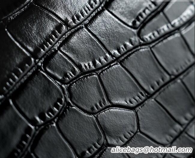 Promotional Chanel Maxi Flap Bag in Crocodile Pattern Calfskin AS6233 Black/Silver 2026