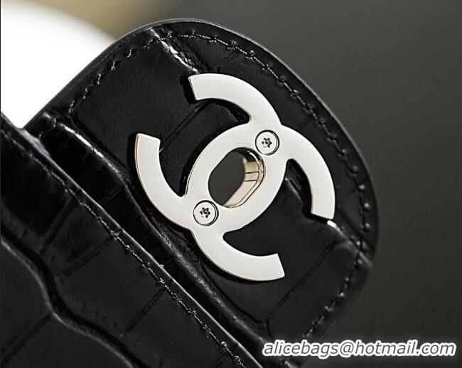 Promotional Chanel Maxi Flap Bag in Crocodile Pattern Calfskin AS6233 Black/Silver 2026