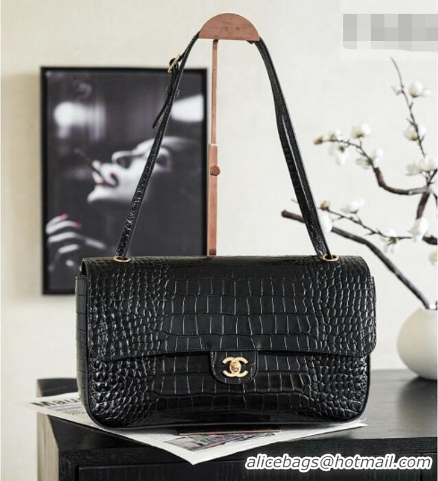 Grade Design Chanel Maxi Flap Bag in Crocodile Pattern Calfskin AS6231 Black/Gold 2026