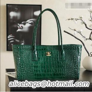 Best Price Chanel Small Shopping Bag in Crocodile Embossed Calfskin AS6243 Green 2026