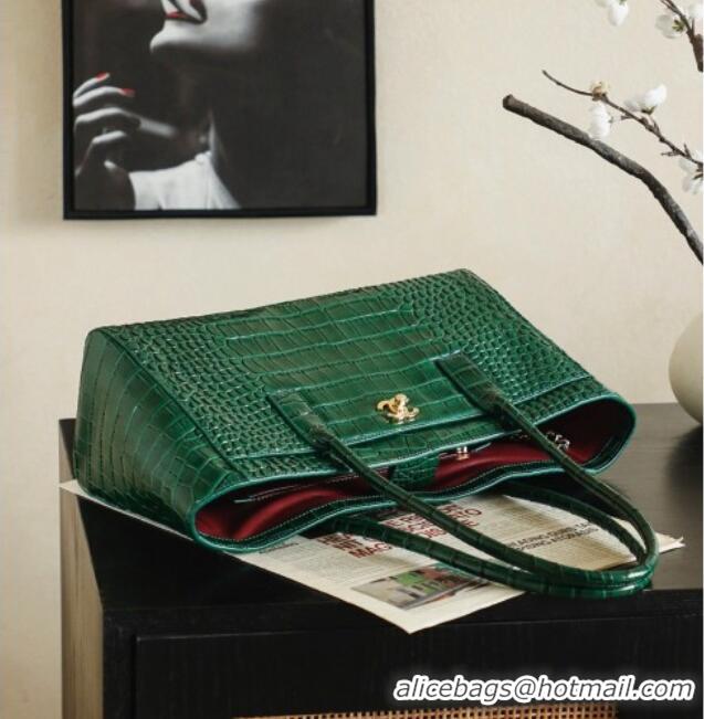 Best Price Chanel Small Shopping Bag in Crocodile Embossed Calfskin AS6243 Green 2026
