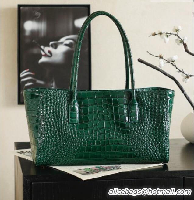 Best Price Chanel Small Shopping Bag in Crocodile Embossed Calfskin AS6243 Green 2026