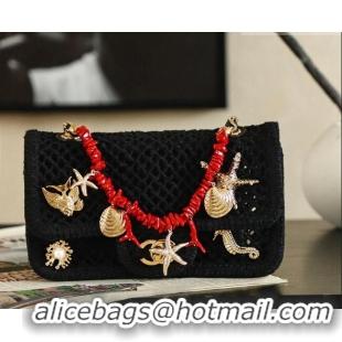 Promotional Chanel CoCo Beach Small Flap Bag with Charms AS6156 Black 2026