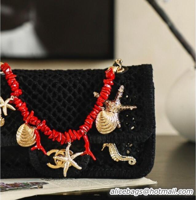 Promotional Chanel CoCo Beach Small Flap Bag with Charms AS6156 Black 2026