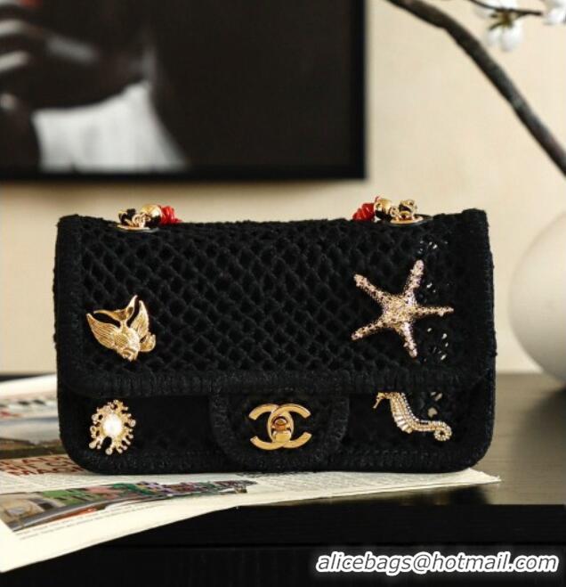 Promotional Chanel CoCo Beach Small Flap Bag with Charms AS6156 Black 2026