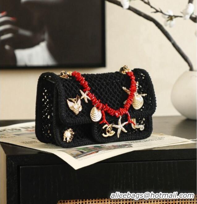 Promotional Chanel CoCo Beach Small Flap Bag with Charms AS6156 Black 2026