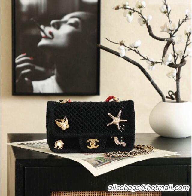 Promotional Chanel CoCo Beach Small Flap Bag with Charms AS6156 Black 2026