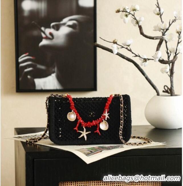 Promotional Chanel CoCo Beach Small Flap Bag with Charms AS6156 Black 2026