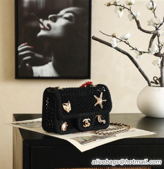 Promotional Chanel CoCo Beach Small Flap Bag with Charms AS6156 Black 2026