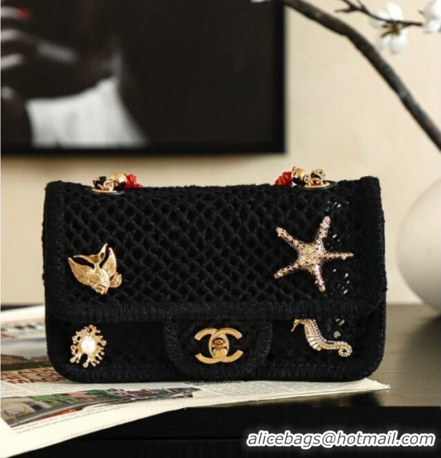 Promotional Chanel CoCo Beach Small Flap Bag with Charms AS6156 Black 2026