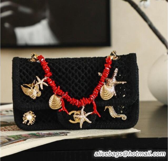 Promotional Chanel CoCo Beach Small Flap Bag with Charms AS6156 Black 2026