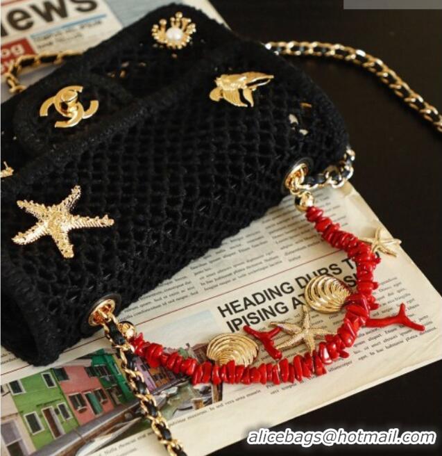 Promotional Chanel CoCo Beach Small Flap Bag with Charms AS6156 Black 2026