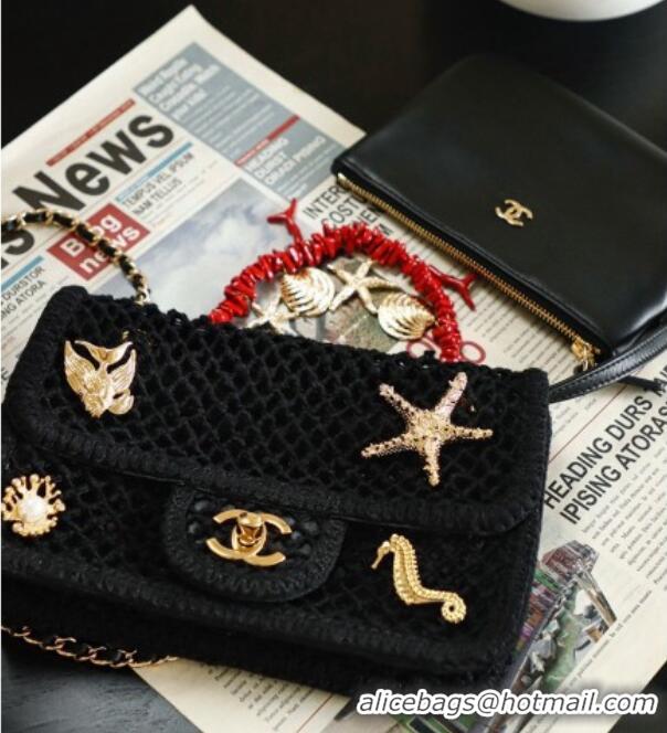 Promotional Chanel CoCo Beach Small Flap Bag with Charms AS6156 Black 2026