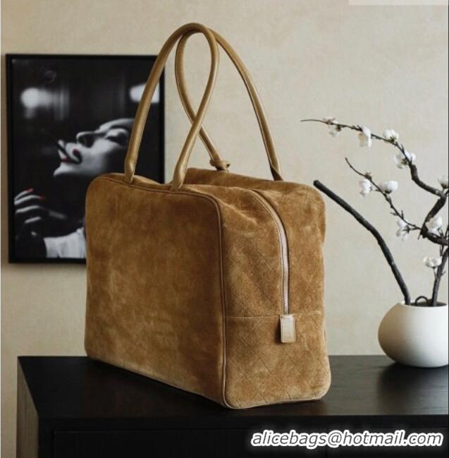 Pretty Style Chanel Maxi Bowling Bag in Dark Beige Suede AS6212 Fall Winter 2026