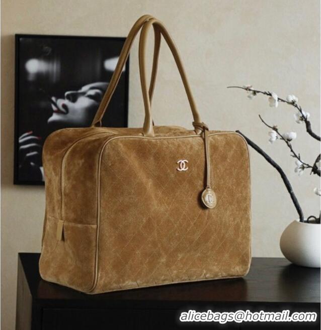 Pretty Style Chanel Maxi Bowling Bag in Dark Beige Suede AS6212 Fall Winter 2026