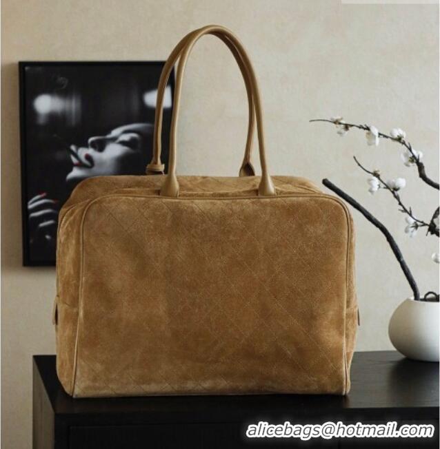 Pretty Style Chanel Maxi Bowling Bag in Dark Beige Suede AS6212 Fall Winter 2026