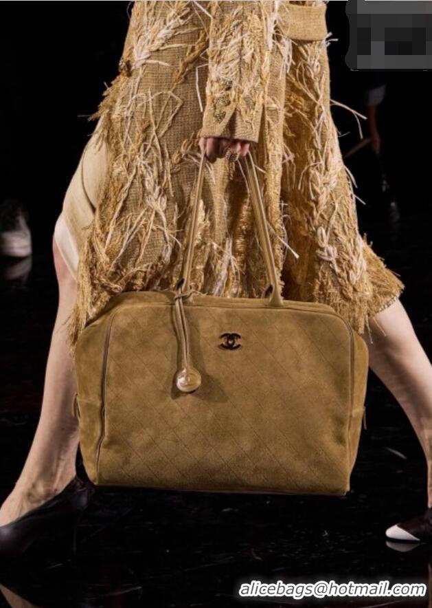Pretty Style Chanel Maxi Bowling Bag in Dark Beige Suede AS6212 Fall Winter 2026