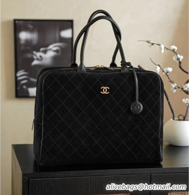 Most Popular Chanel Maxi Bowling Bag in Suede AS6212 Black Fall Winter 2026