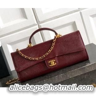 Well Crafted Chanel Clutch with Chain in Lizard Embossed Calfskin AP5280 Burgundy 2026
