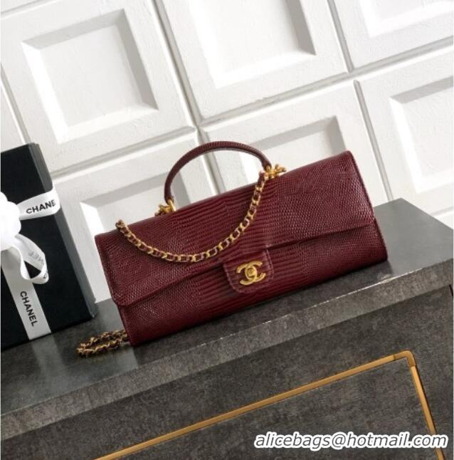Well Crafted Chanel Clutch with Chain in Lizard Embossed Calfskin AP5280 Burgundy 2026