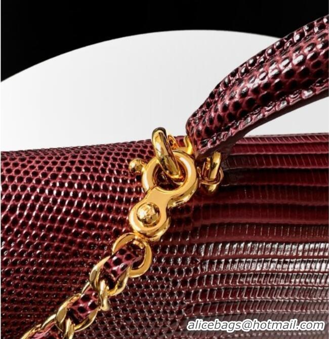 Well Crafted Chanel Clutch with Chain in Lizard Embossed Calfskin AP5280 Burgundy 2026