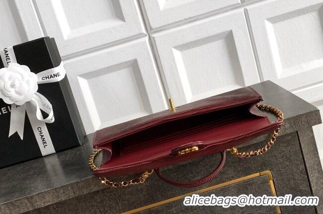 Well Crafted Chanel Clutch with Chain in Lizard Embossed Calfskin AP5280 Burgundy 2026