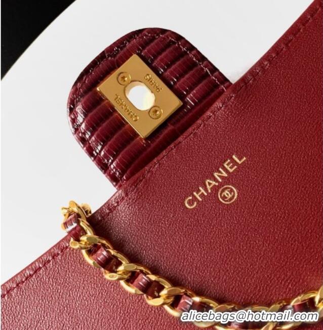 Well Crafted Chanel Clutch with Chain in Lizard Embossed Calfskin AP5280 Burgundy 2026
