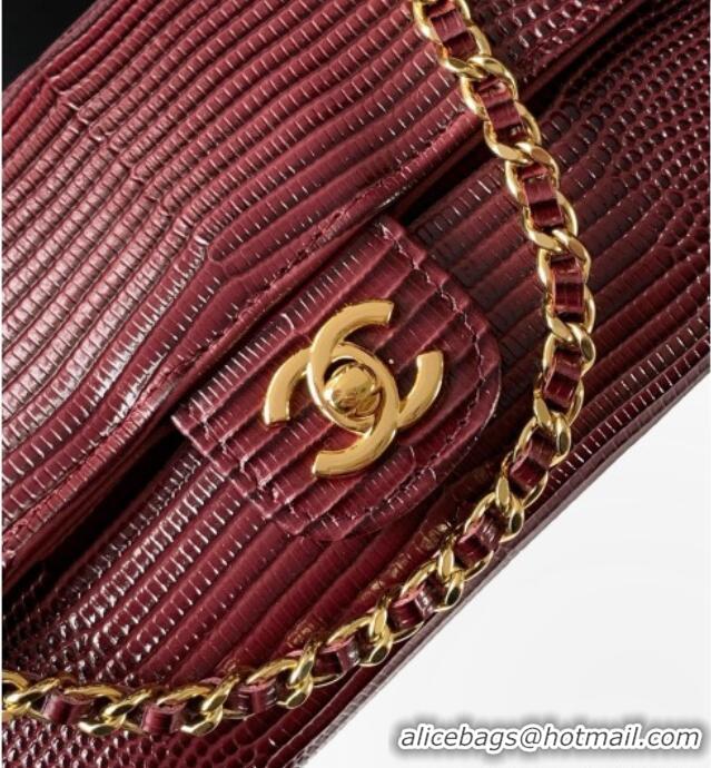Well Crafted Chanel Clutch with Chain in Lizard Embossed Calfskin AP5280 Burgundy 2026