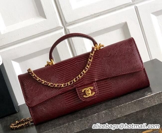 Well Crafted Chanel Clutch with Chain in Lizard Embossed Calfskin AP5280 Burgundy 2026