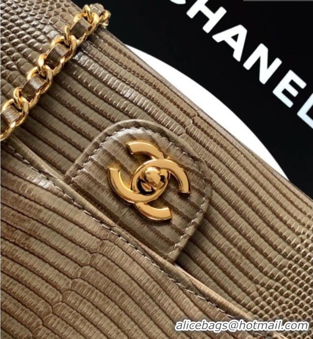 Top Quality Chanel Clutch with Chain in Lizard Embossed Calfskin AP5280 Khaki 2026