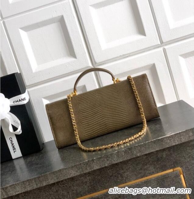 Top Quality Chanel Clutch with Chain in Lizard Embossed Calfskin AP5280 Khaki 2026