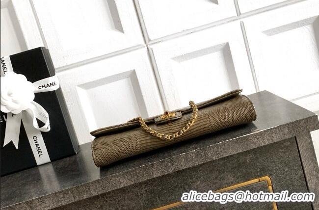 Top Quality Chanel Clutch with Chain in Lizard Embossed Calfskin AP5280 Khaki 2026