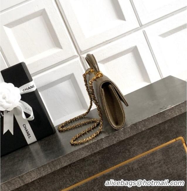 Top Quality Chanel Clutch with Chain in Lizard Embossed Calfskin AP5280 Khaki 2026