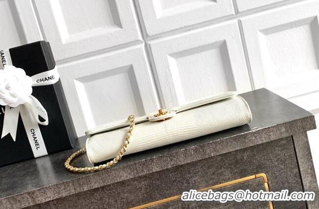 Grade Design Chanel Clutch with Chain in Lizard Embossed Calfskin AP5280 White 2026