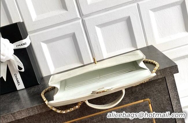 Grade Design Chanel Clutch with Chain in Lizard Embossed Calfskin AP5280 White 2026