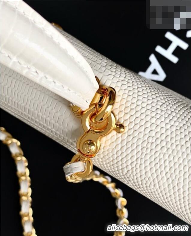 Grade Design Chanel Clutch with Chain in Lizard Embossed Calfskin AP5280 White 2026