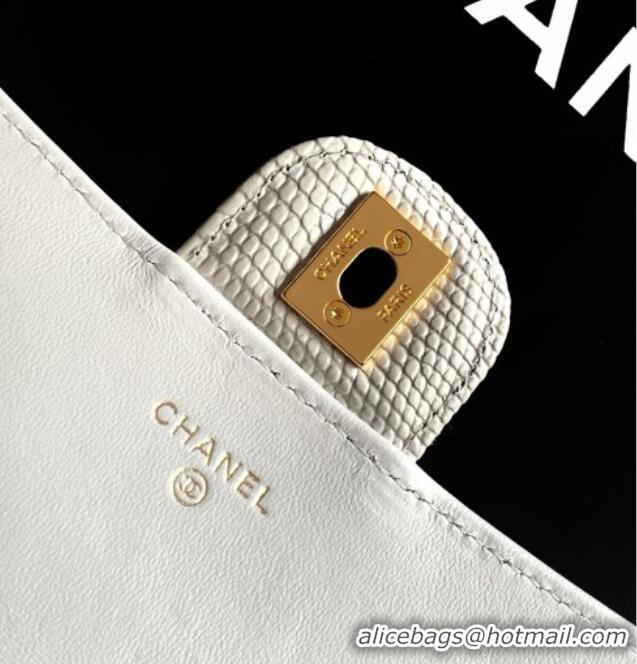 Grade Design Chanel Clutch with Chain in Lizard Embossed Calfskin AP5280 White 2026