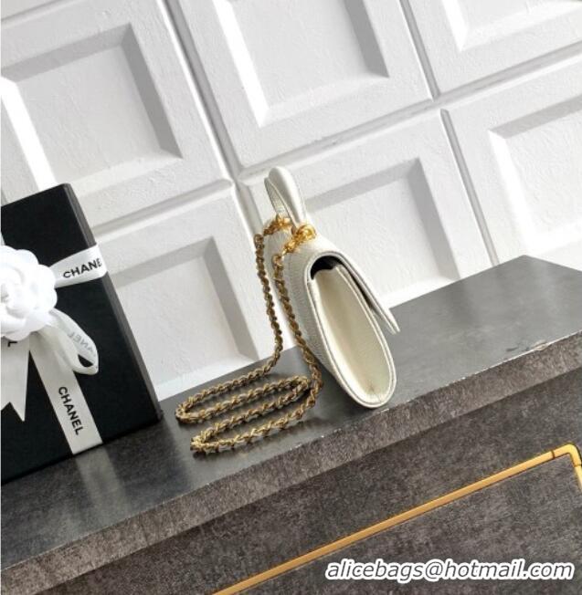 Grade Design Chanel Clutch with Chain in Lizard Embossed Calfskin AP5280 White 2026