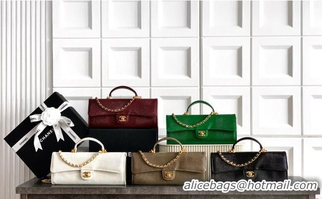 Grade Design Chanel Clutch with Chain in Lizard Embossed Calfskin AP5280 White 2026