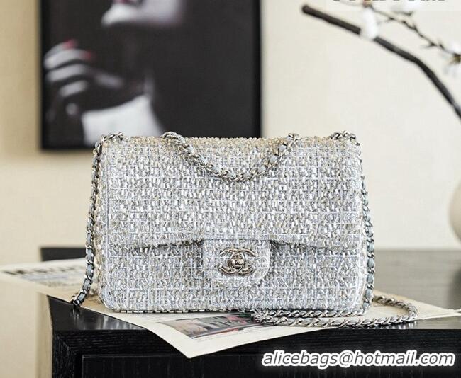 Top Grade Discount Chanel Beaded Flap Bag CH720 Silver 2026