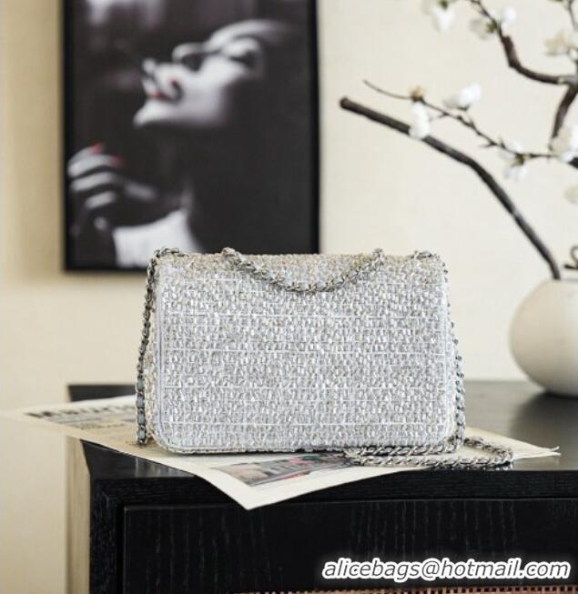Top Grade Discount Chanel Beaded Flap Bag CH720 Silver 2026