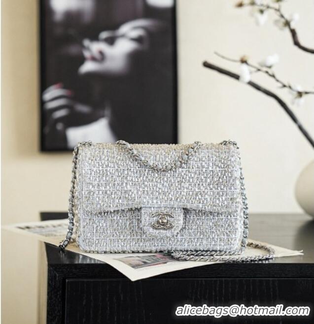 Top Grade Discount Chanel Beaded Flap Bag CH720 Silver 2026
